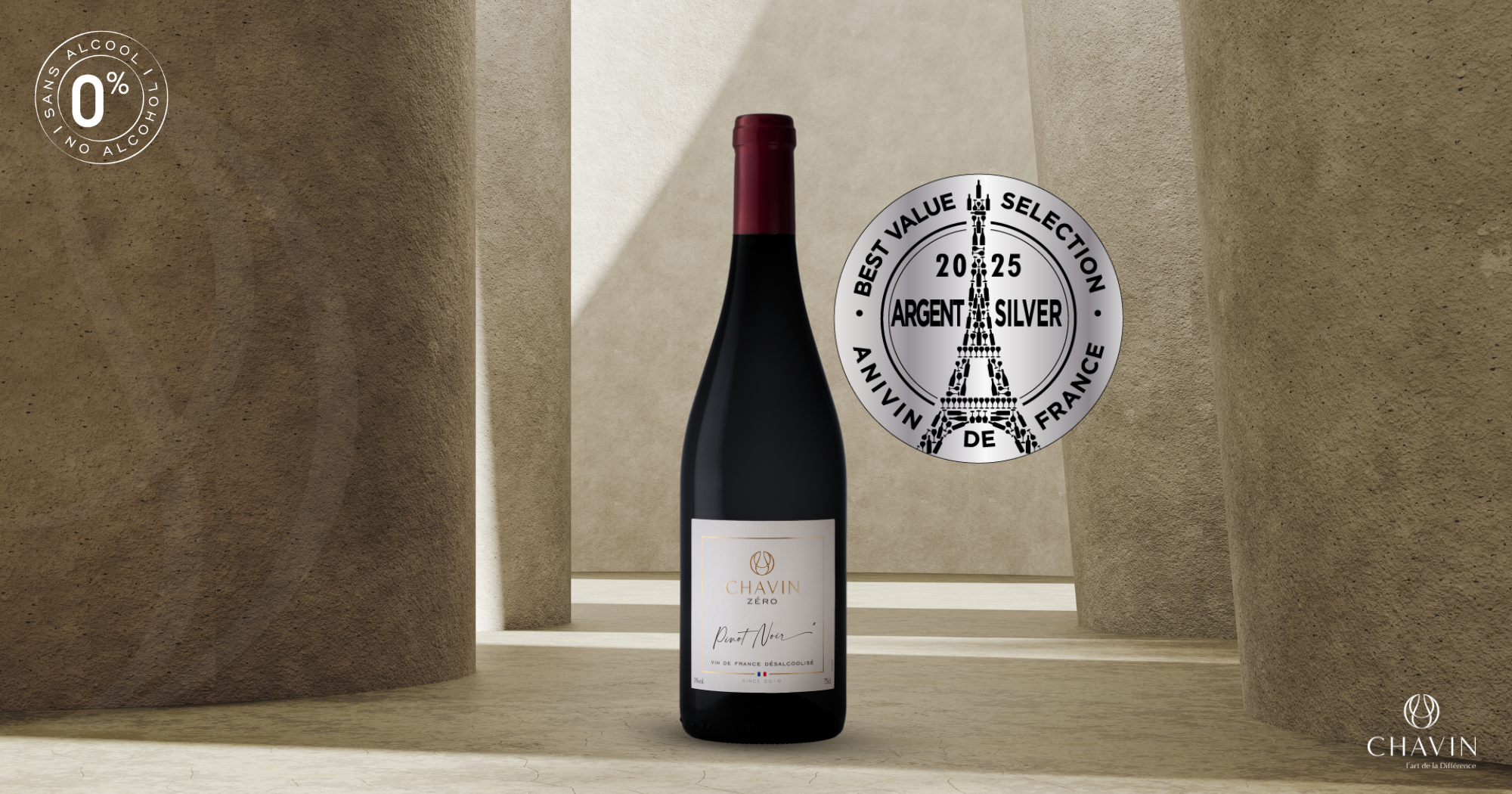 Chavin - Chavin Zu00e9ro Pinot Noir ru00e9compensu00e9 au concours Anivin de France Best Value Selection